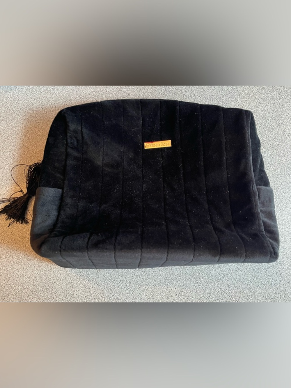 La Vie En Rose Black Velvet Make Up Bag